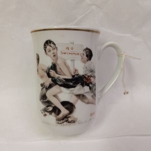 VINTAGE Cup Mug Norman Rockwell  NO SWIMMING 8 OZ